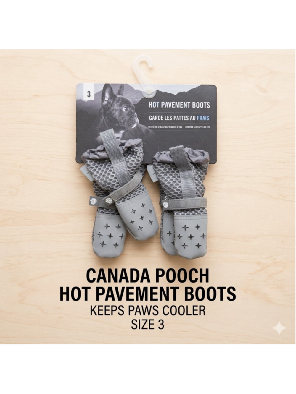 Canada Pooch Hot Pavement Dog Boots Size 3 Grey Summer Paw Protectors New W/ Tag